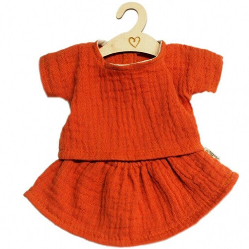 Hollie poppenkleding rok en shirt - terra - 34 cm