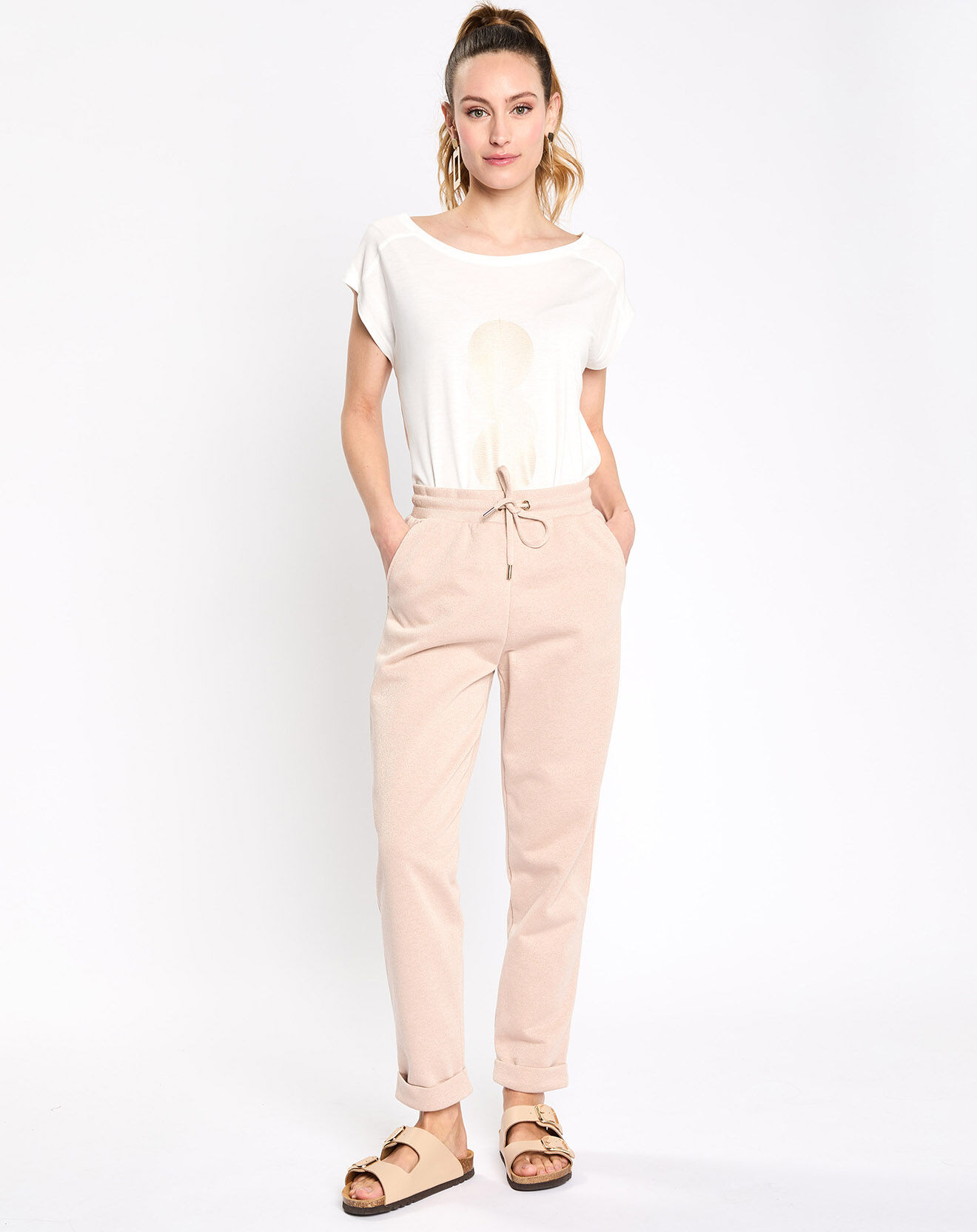 Esprit T-Shirt cr sm print abstrait blanc
