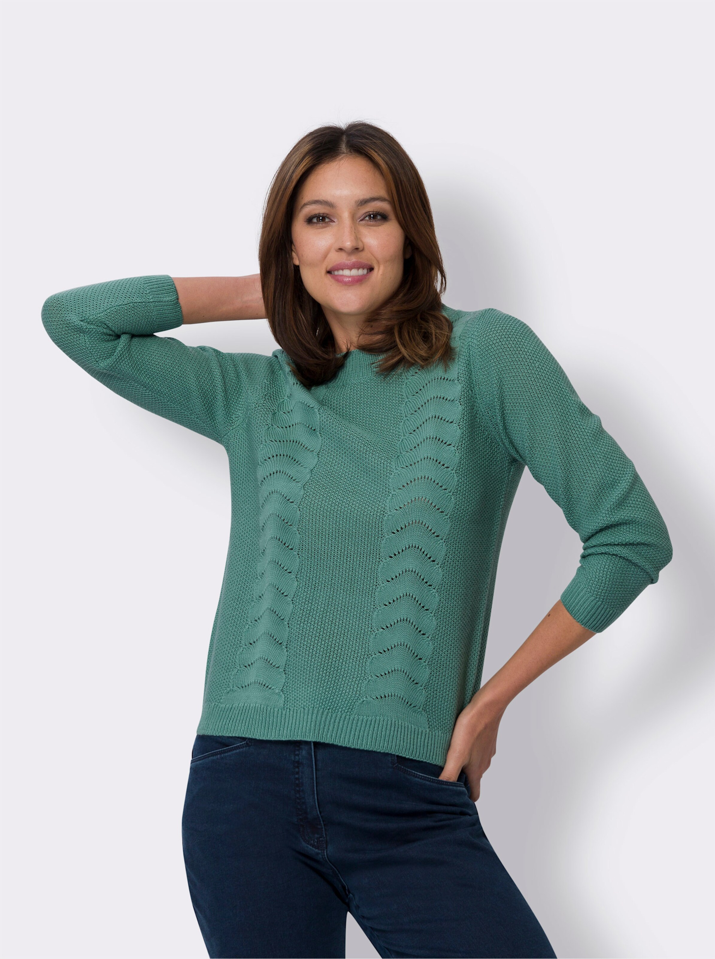Langarm-Pullover mit Strickmuster
