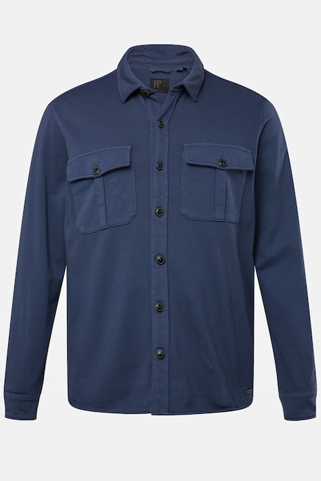 Hemd, Overshirt, Sweat, Vintage-Look, Langarm, Kentkragen, bis 8 XL