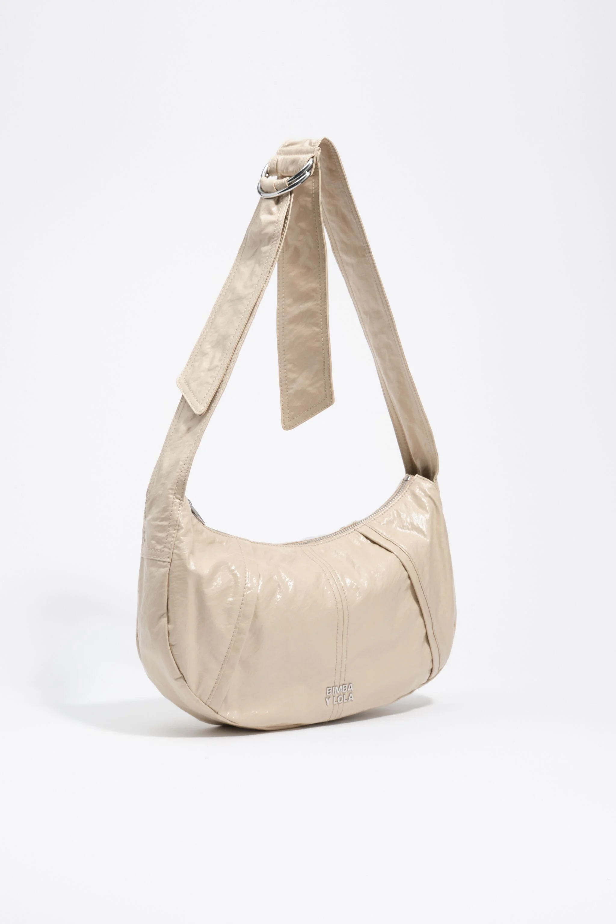 Bolsa Moon tamanho médio, bege brilhante