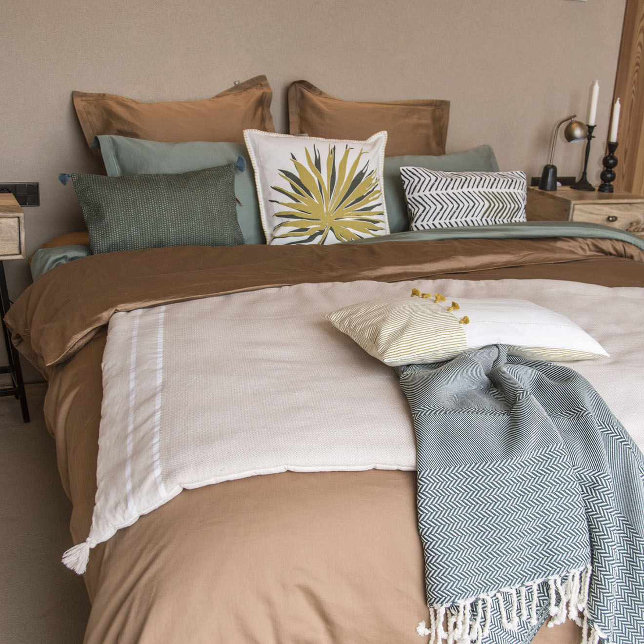 Febronie Housse de couette satin de coton Julia vert pistache