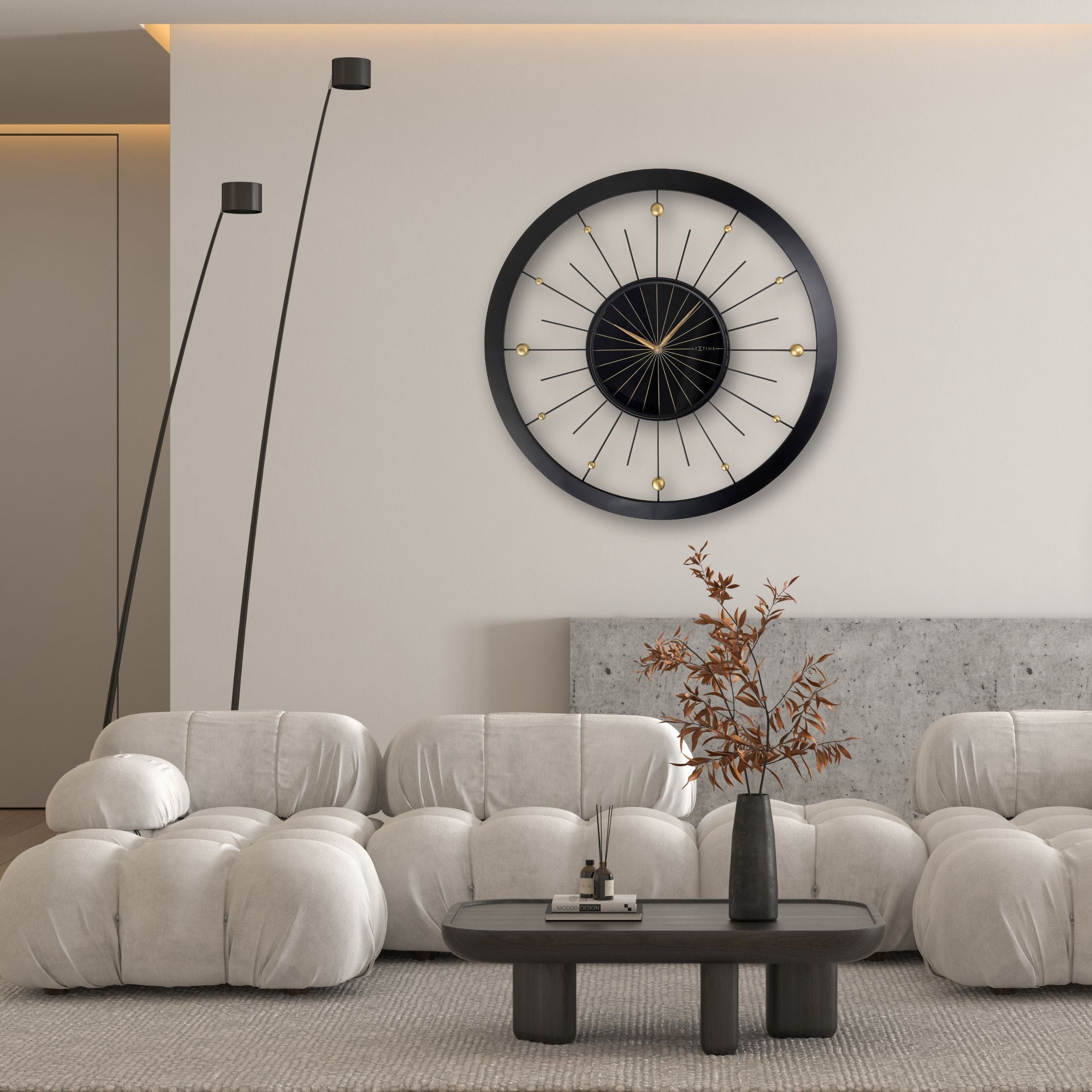 NeXtime - Wandklok 90 cm - Stille - Zwart - Metaal - NeXtime 'Orbit