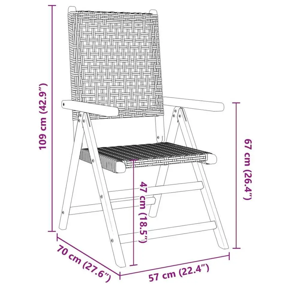 vidaXL - Tuinstoelen - Grijs - Acaciahout en poly rattan - 2 stuks