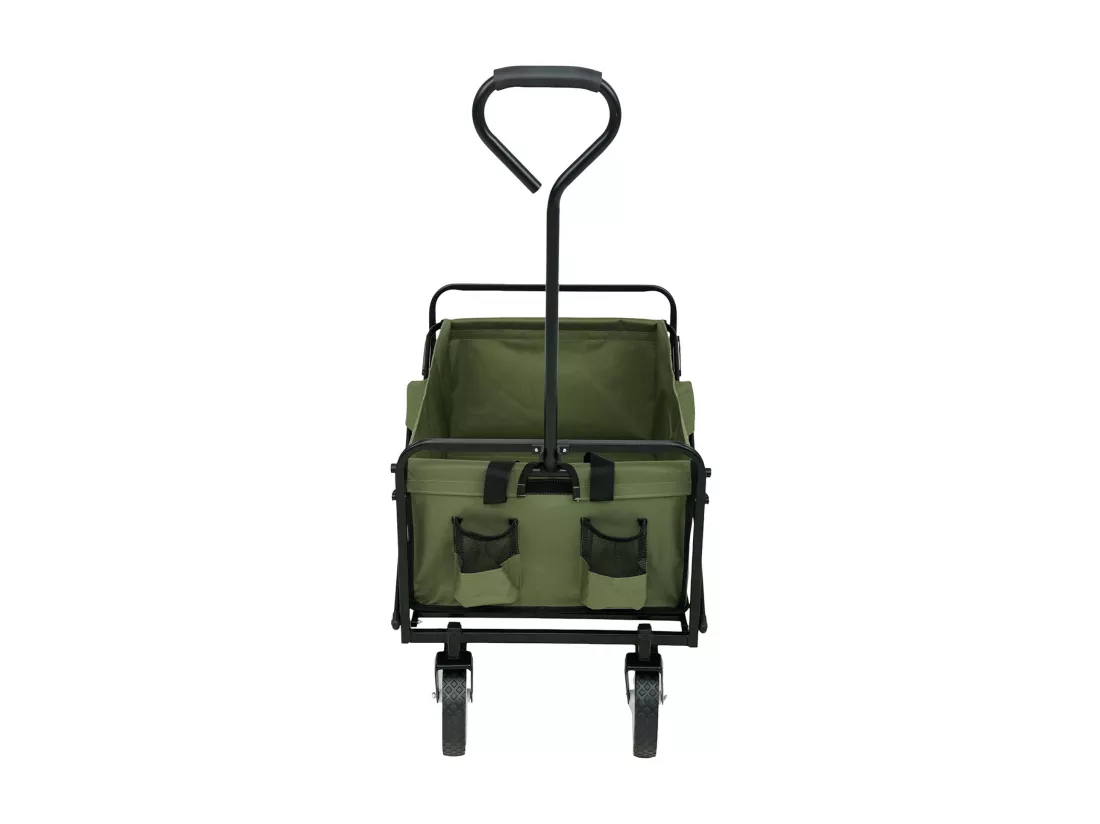 Chariot pliant de plage avec roues en plastique et capacité de charge maximale de 120 kg en vert