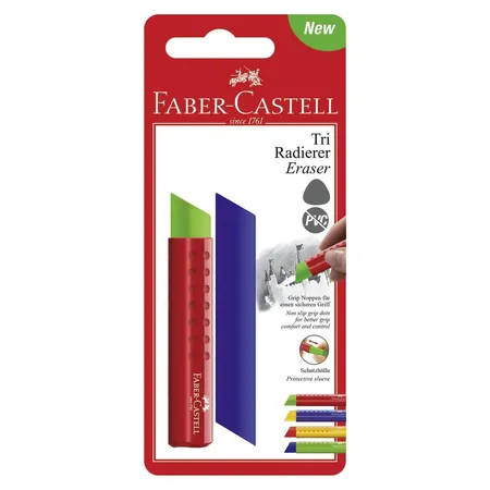 Faber-Castell Tri Radierer in Schutzhülle, 1 Stück, farblich sortiert