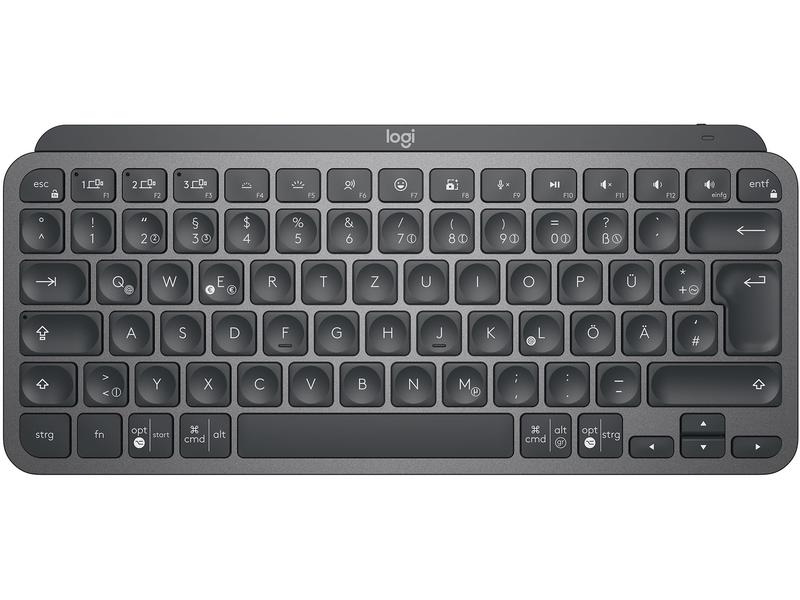 Logitech Tastatur MX Keys Mini Graphite CH-Layout Minimalistische kabellose Tastatur mit Tastenbeleuchtung