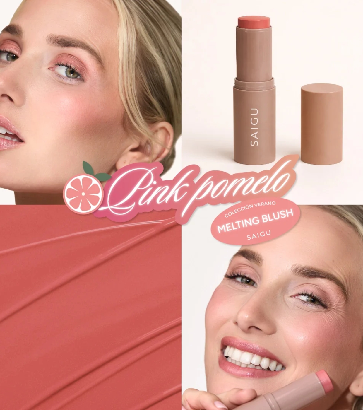 Saigu Cosmetics - *Mediterranean Glow* - Blush em bastão Melting Blush - Pink Pomelo