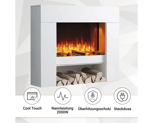 Elektrische haard Balderia Naran wit 2000 watt incl. afstandsbediening