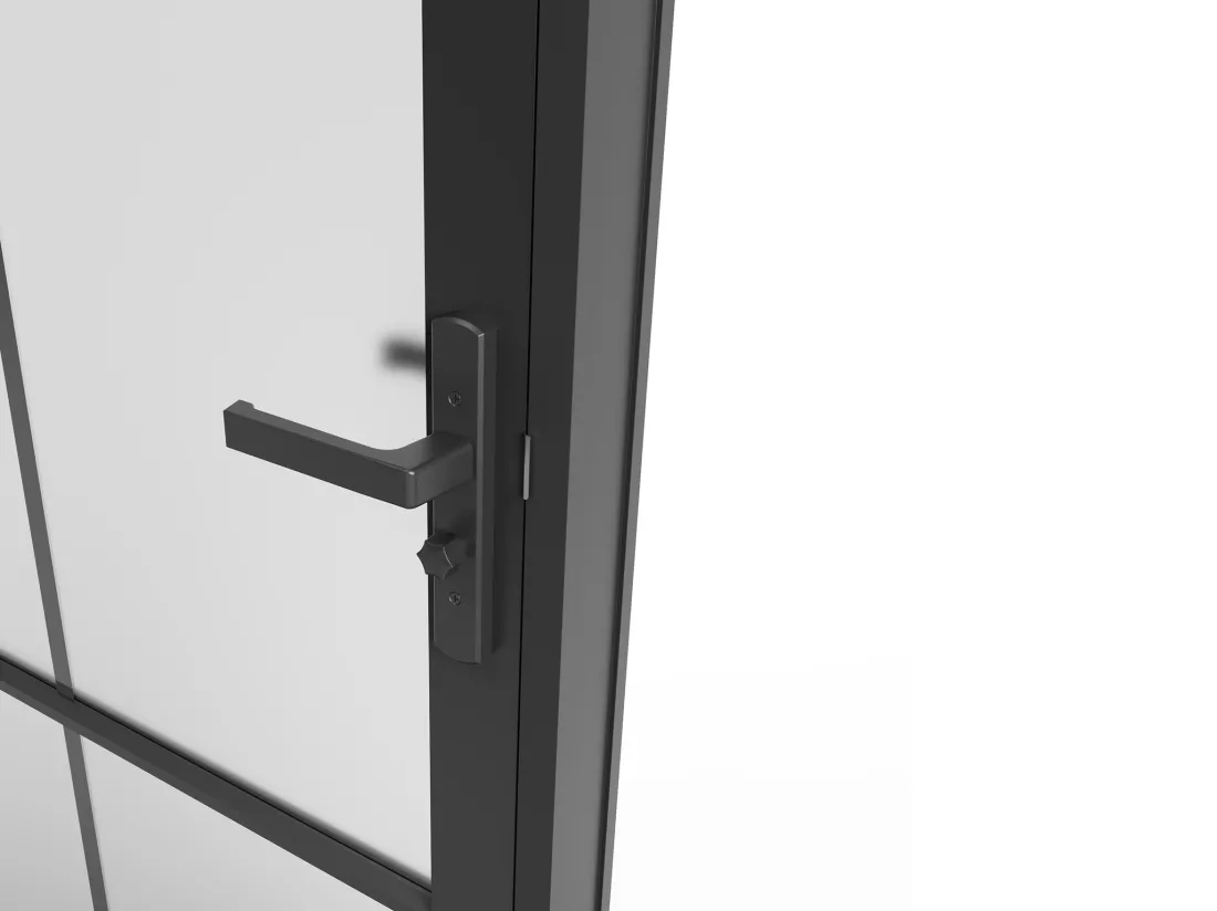 Bloc porte réversible en aluminium et verre dépoli - H204 x L73 cm - Noir - SEROTO