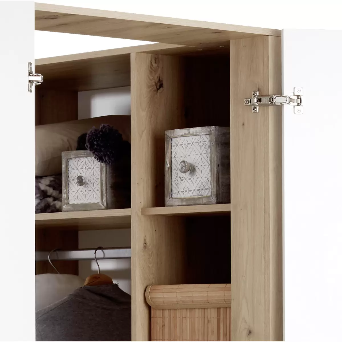 Eckschrank Box weiss,Eiche