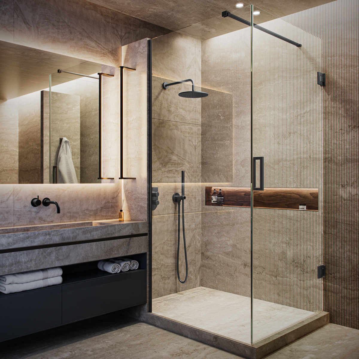 Saniclear Modern douchecabine 90x90 met 90cm deur anti-kalk zwart
