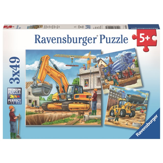Puzzle-Box - Große Baufahrzeuge - 3x 49 Teile