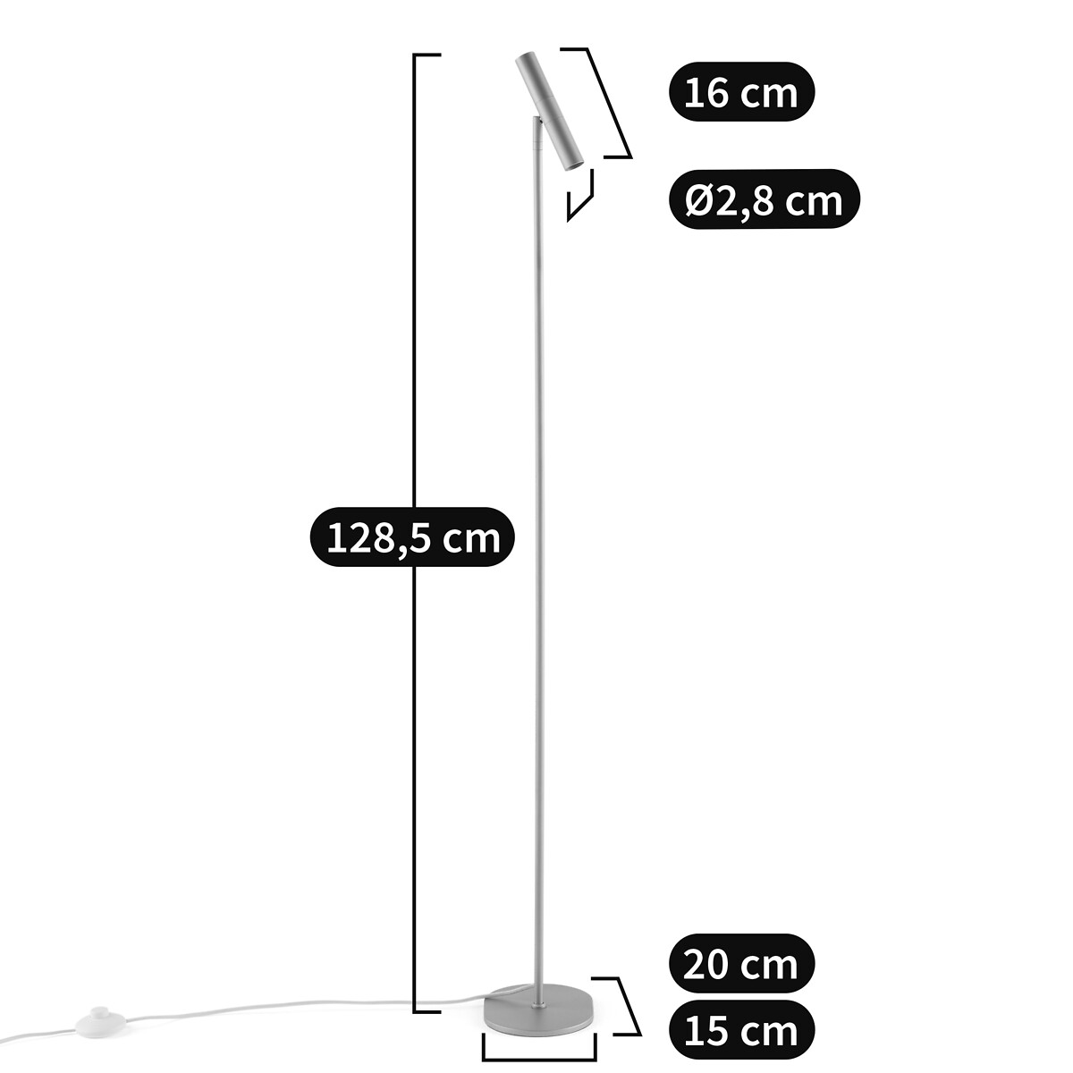 LA REDOUTE INTERIEURS<br>Luminária de pé/luminária de leitura em metal ferroso, ajustável, Joha