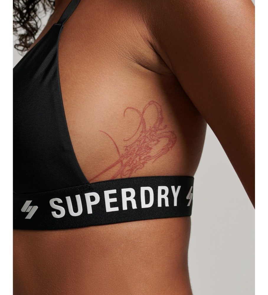 Top de biquíni triangular elástico preto da Superdry