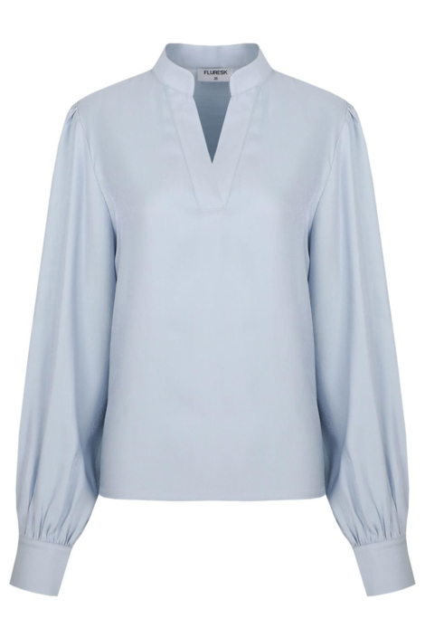 Fluresk blauwe dames blouse
