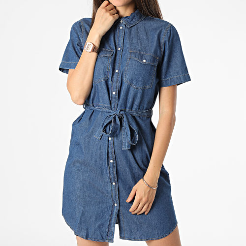 Robe Jean Manches Courtes Femme Bella Bleu Denim