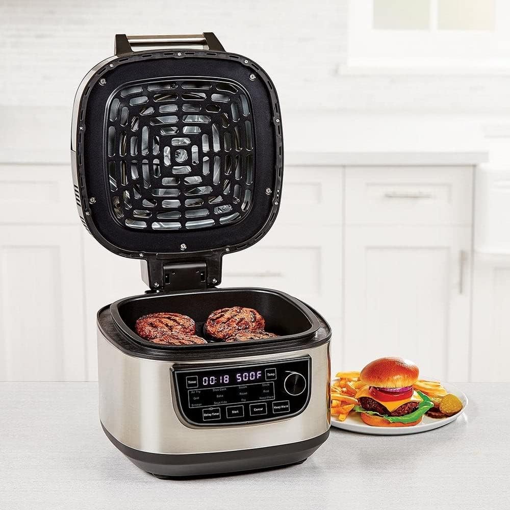 PowerXL MultiCooker 12-in-1 Multikocher mit Airfryer- & Warmhaltefunktion - Heißluftfritteuse, Backofen, Bratpfanne & Reiskocher uvm. - Multifunktionskocher mit 12 Programmen - 5,7L Fassungsvermögen