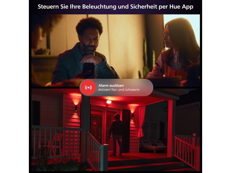 Philips Hue Secure Flutlichtkamera Schwarz Beleuchtung. Kamera. Hue Secure.