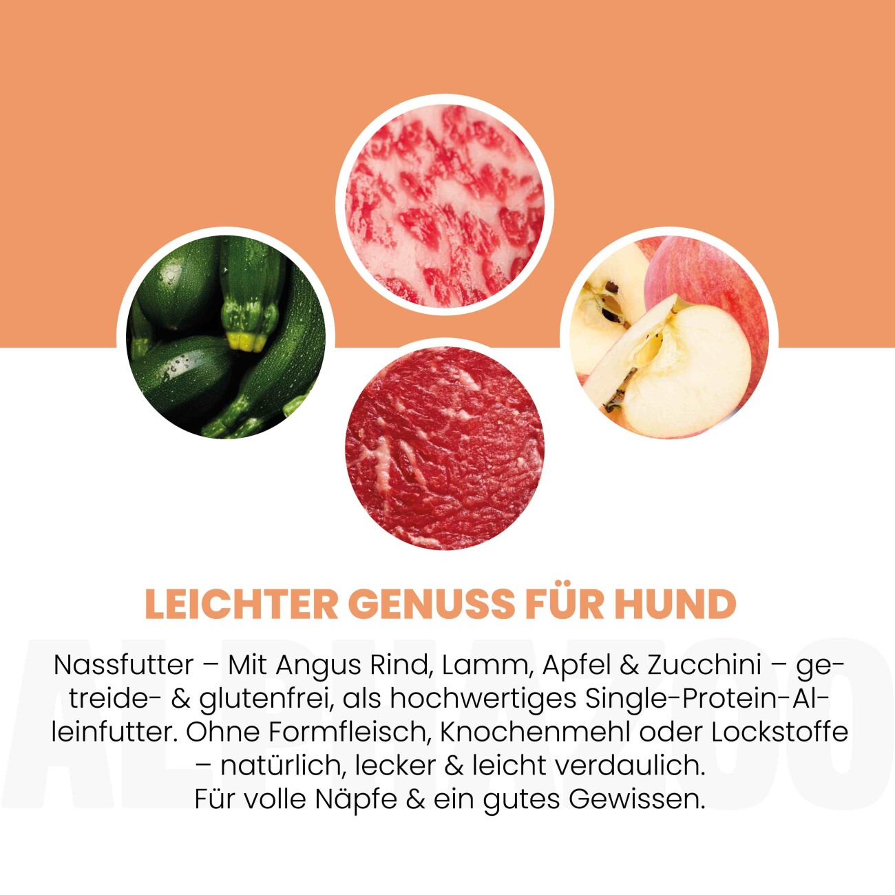 ALPHAZOO Nassfutter Angus Rind + Lamm 6 x 400g für Hunde