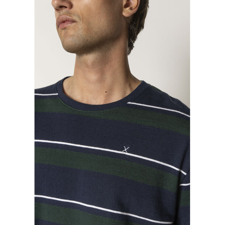 Clean Cut Copenhagen Sigurd T-Shirt Navy/deep green stripe