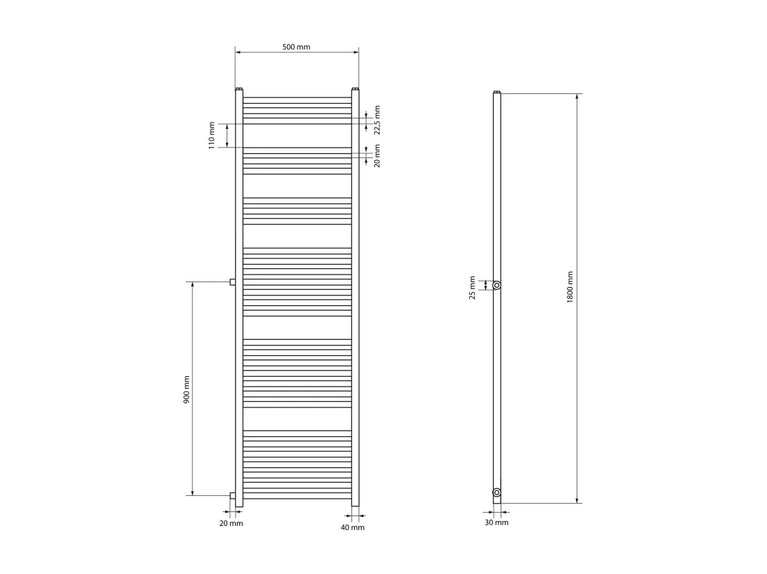 Radiateur de rénovation Remplacement Radiateur de salle de bain Radiateur 500x1800 mm