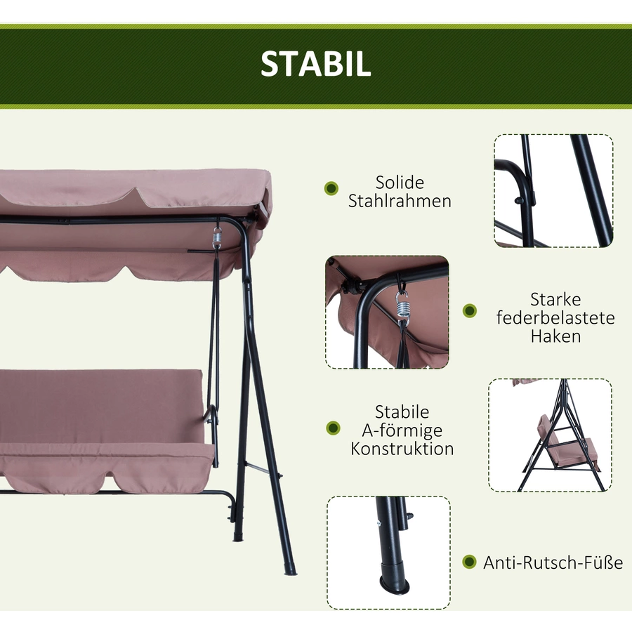 Outsunny Hollywoodschaukel als 3-Sitzer braun