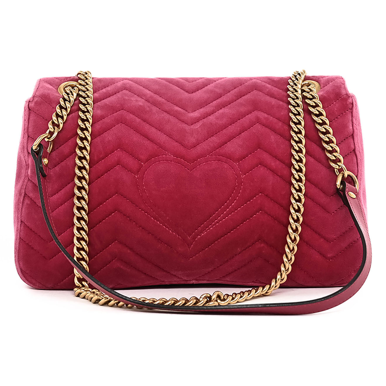 Gucci Sac bandoulière en Velours Marmont MM rose - Très bon état - L.29 cm