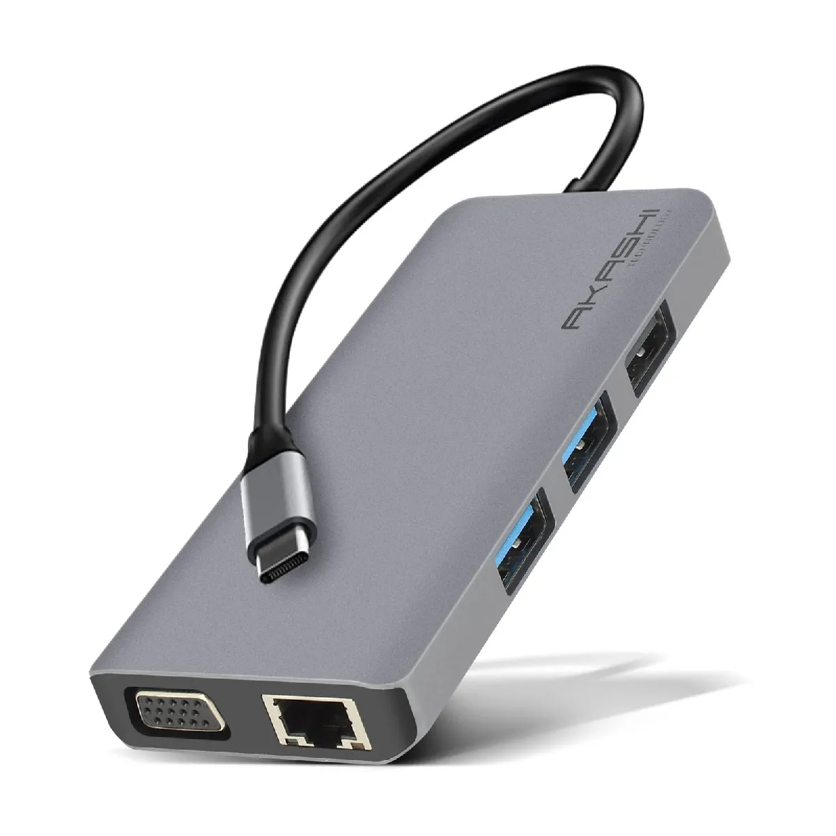AKASHI USB-C Hub - 9 en 1 Multiports Gris