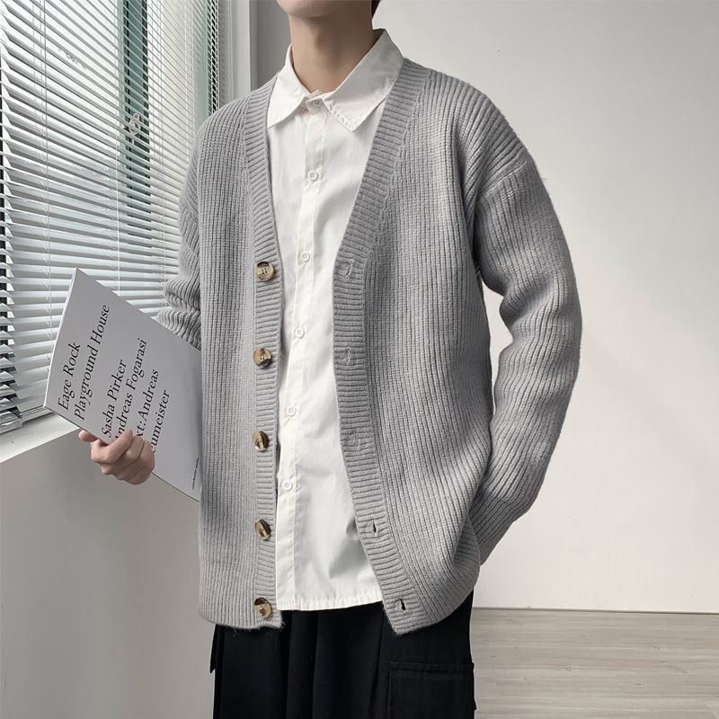 Andrei - Effen gebreide cardigan met lange mouwen