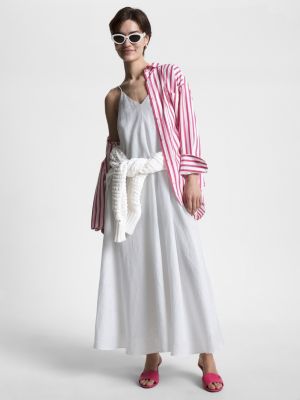 Vestido longo de linho com modelagem solta