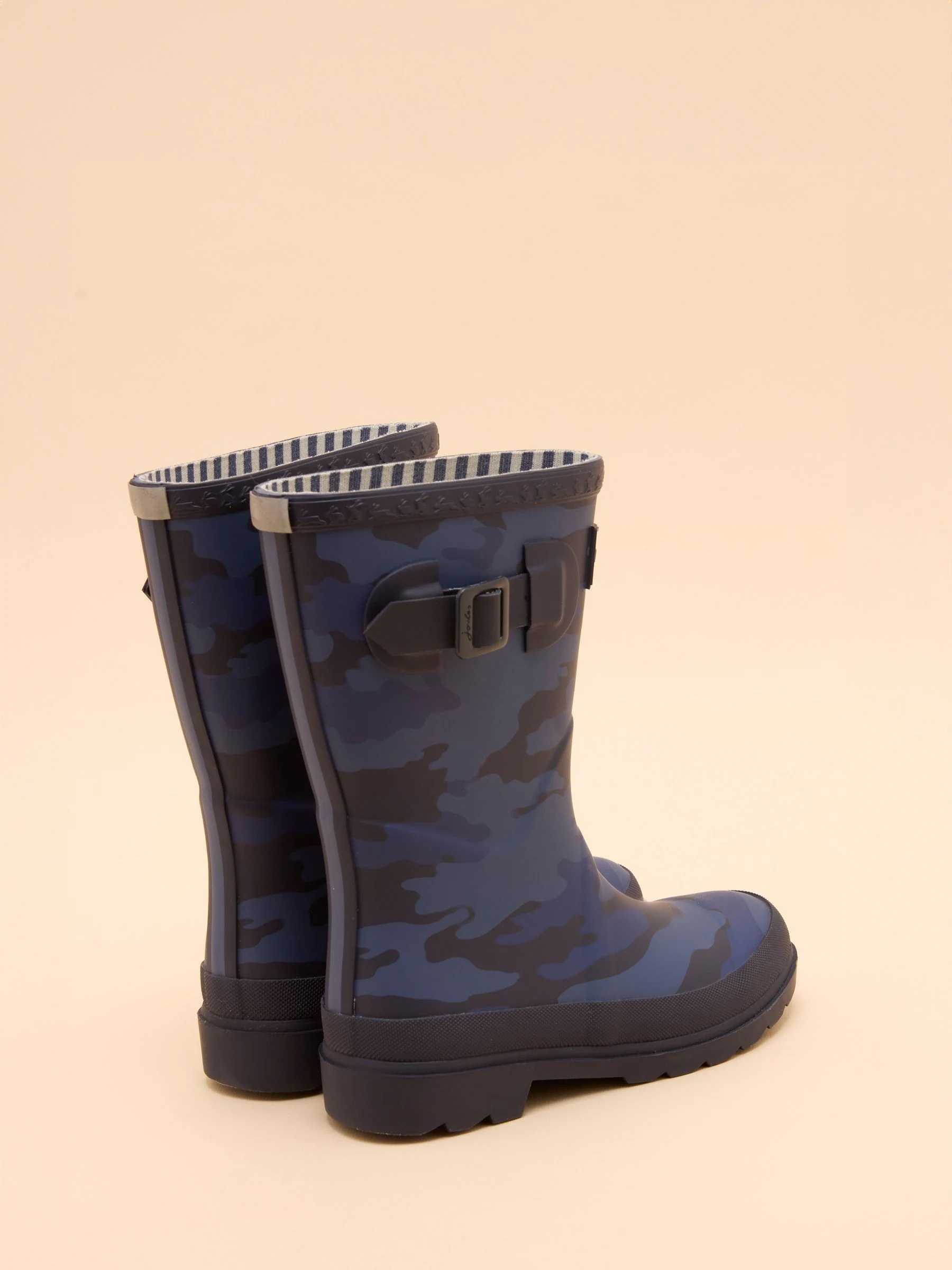 Marineblauw met camouflage - Joules kinderregenlaarzen met print