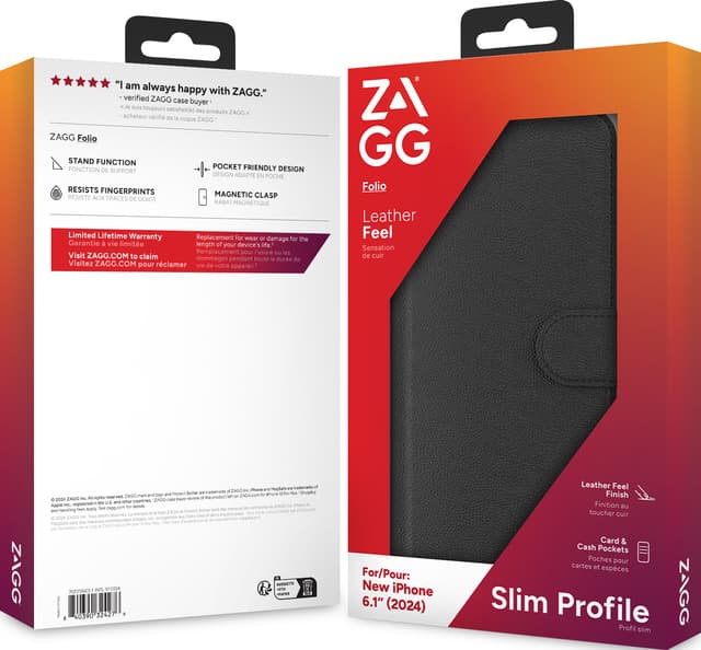 ZAGG folio etui til iPhone 16 (sort)