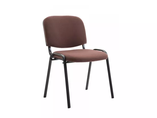 Lot de 4 Chaise de salle à manger - Tissu & Métal noir mat - Marron - Ken