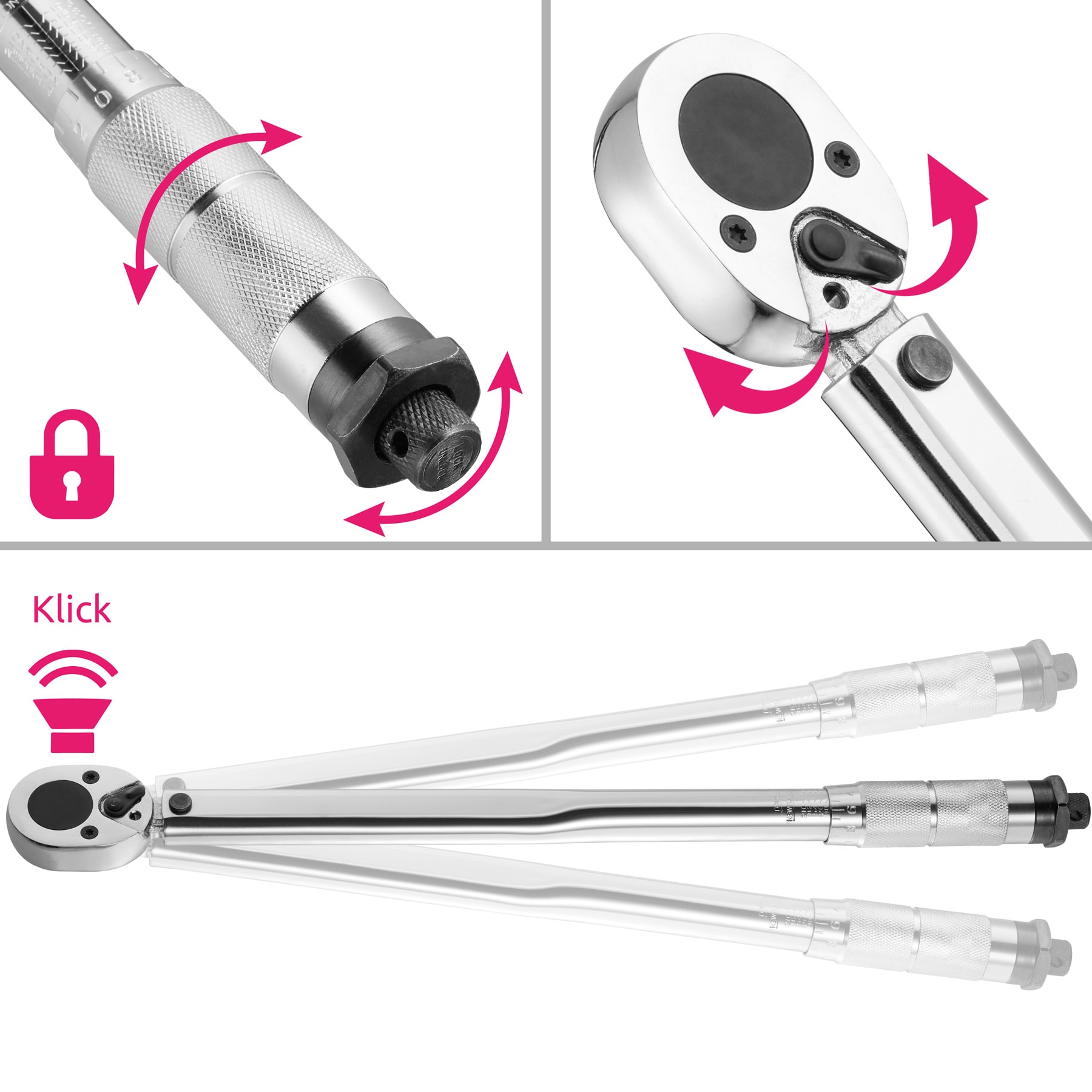 tectake® Drehmomentschlüssel-Set, 5-teilig, 28-210 Nm, inklusive Hartschalenkoffer