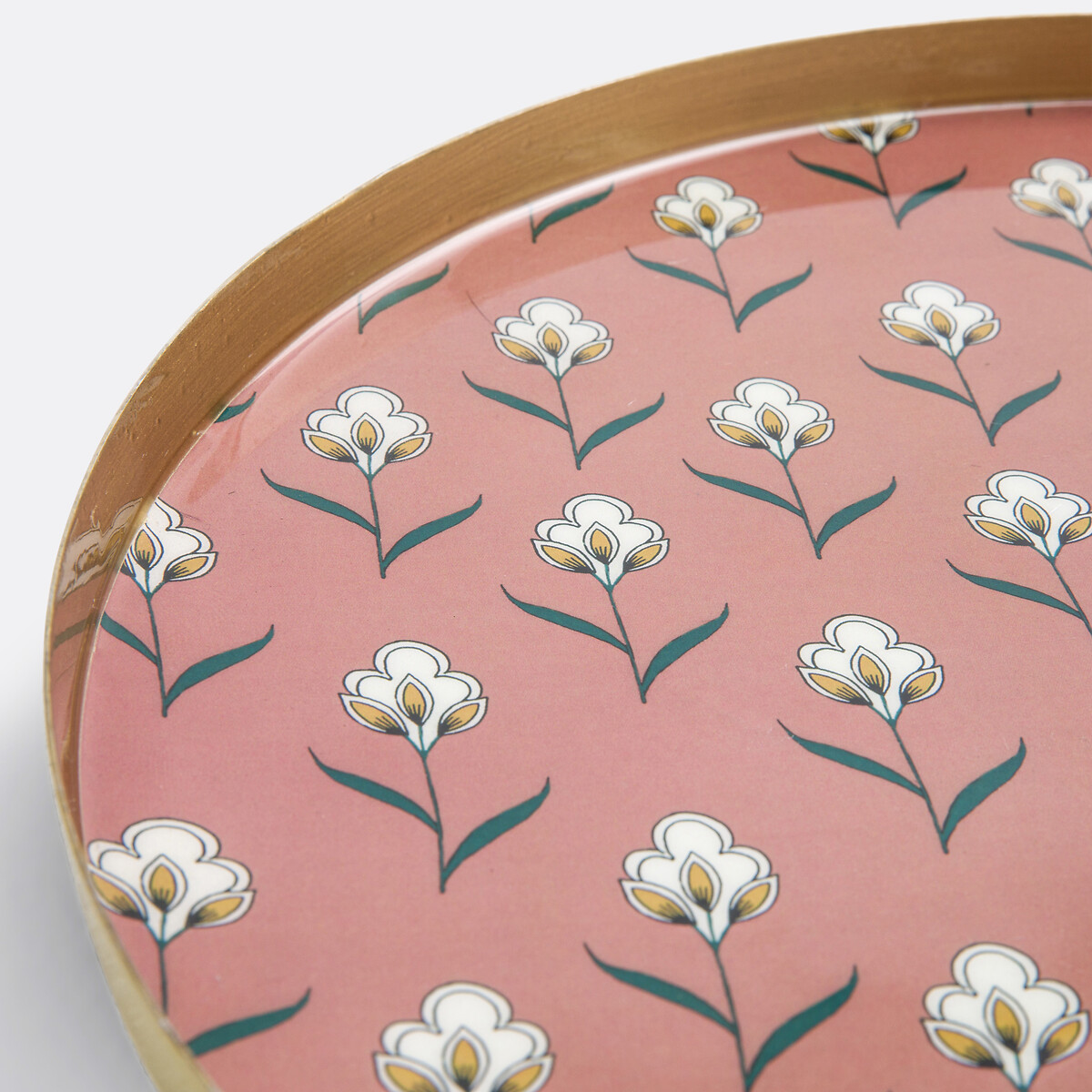 JAMINI x LA REDOUTE INTERIEURS<br>Bandeja redonda em aço metálico estampado, Ditsy