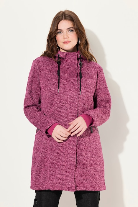 Strickfleece-Jacke, Kapuze, 2-Wege-Zipper, Zipptaschen