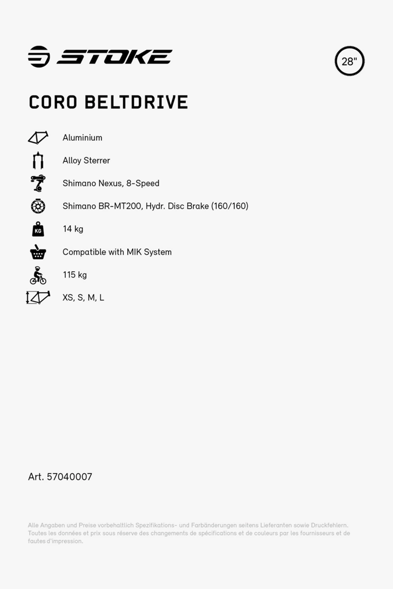 Stoke Coro Beltdrive 28 Citybike 2024
