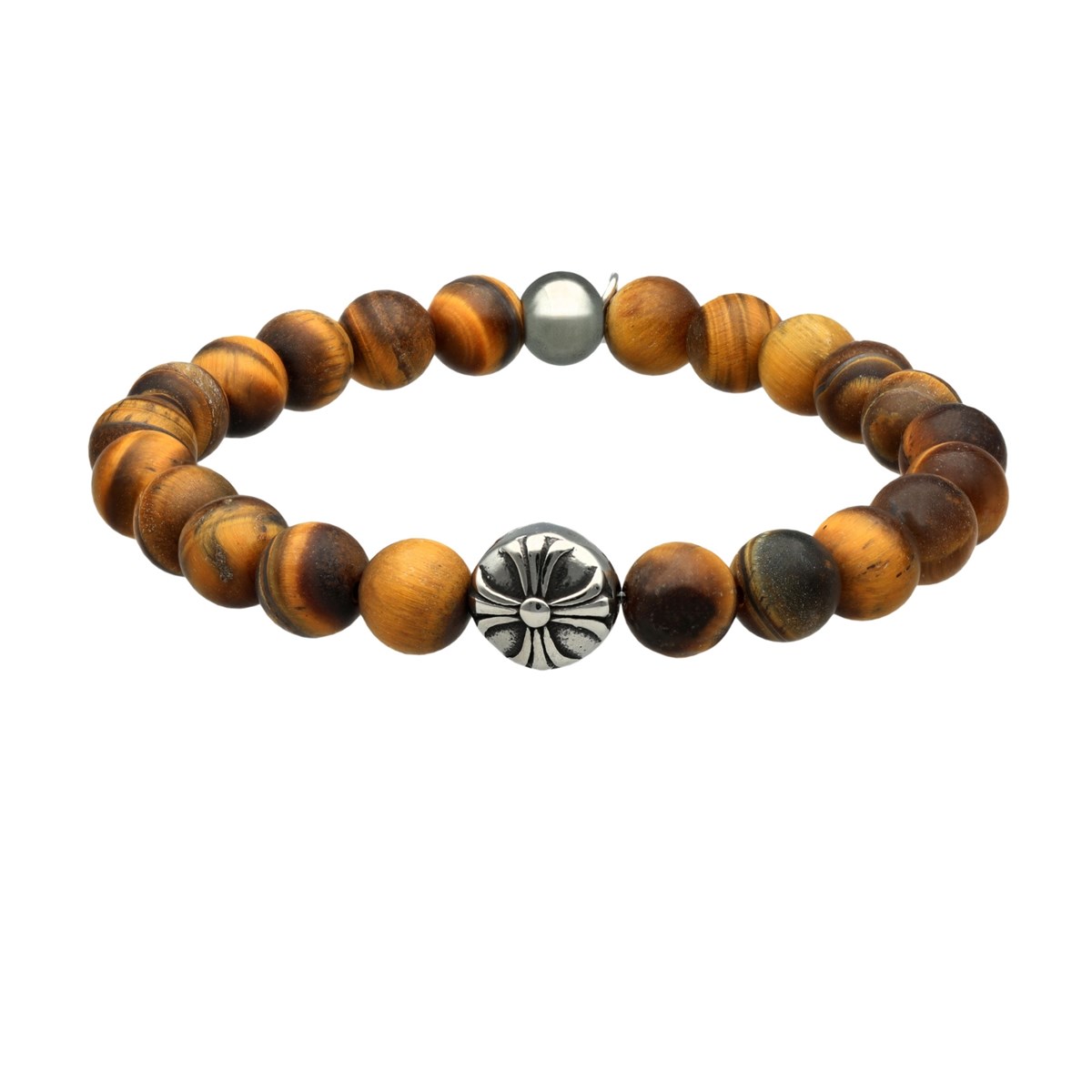 Bracelet Boules oeil De Tigre Pierres Naturelles Croix Rock-Large-20cm