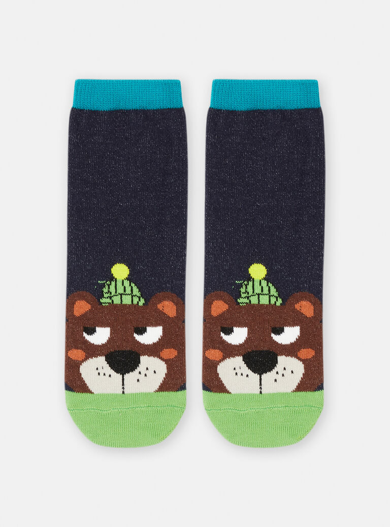 Chaussettes bleu nuit à motif ours