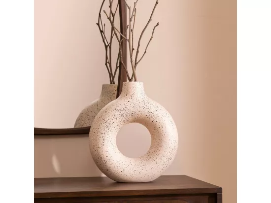 Vase en céramique Blanc & Noir tacheté H 30 cm