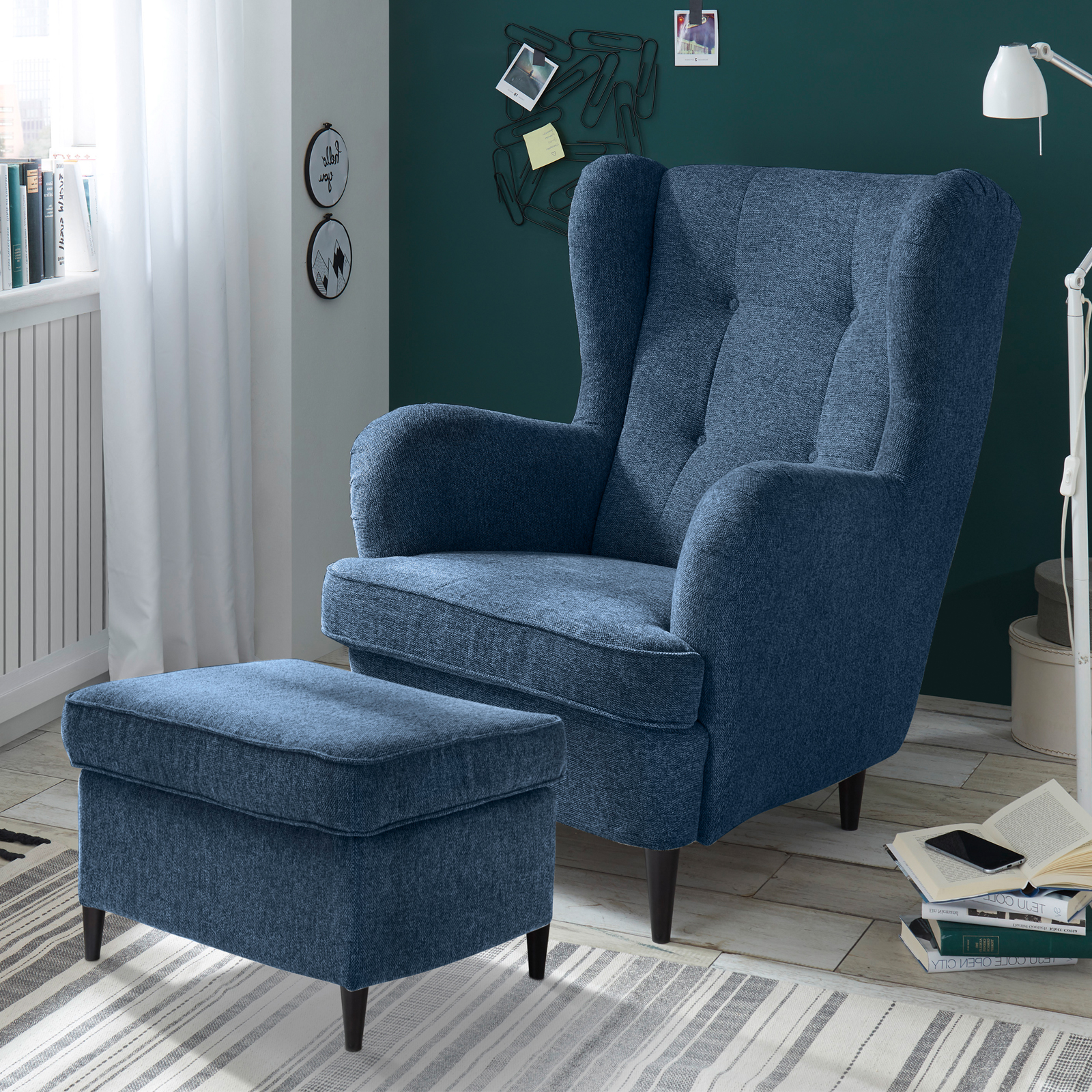Ohrensessel - dunkelblau - 78 cm breit