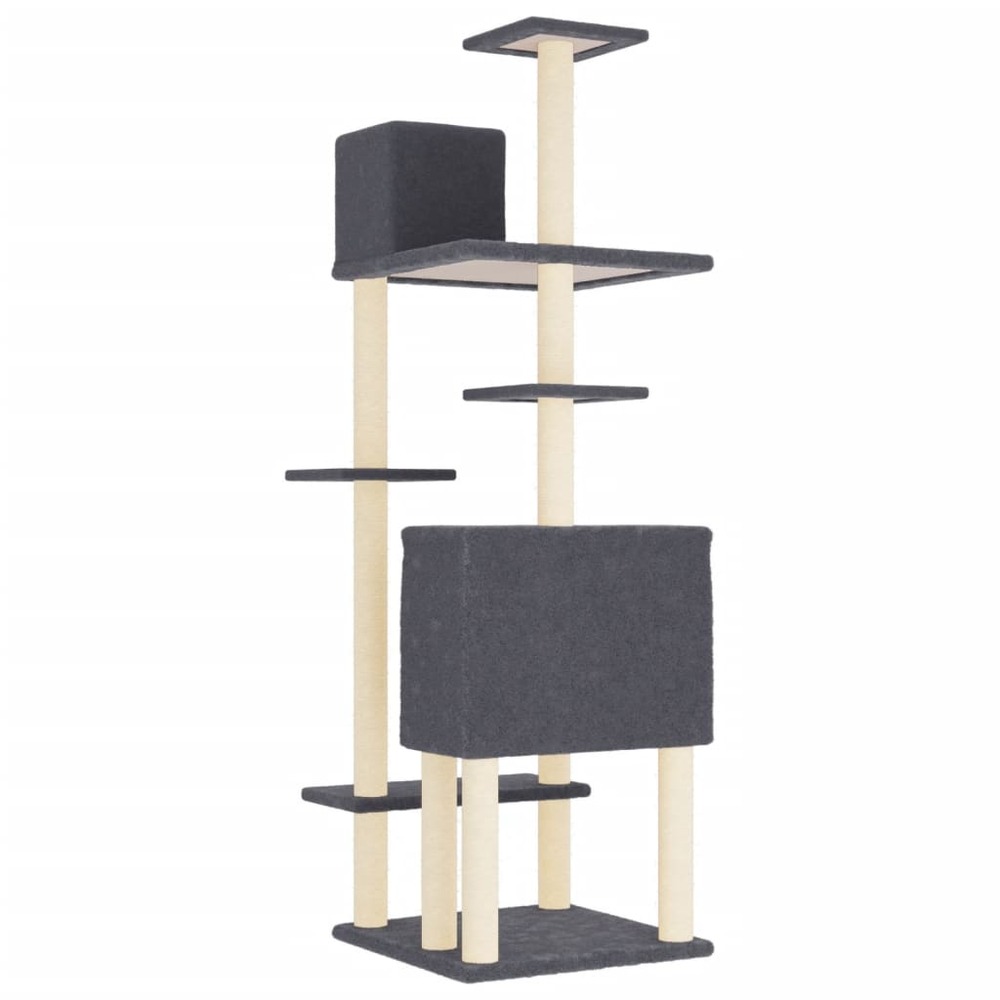 Arbre à chat avec griffoirs en sisal gris foncé 154 cm