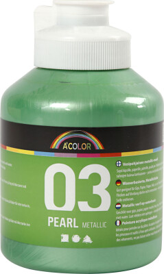 A-Color - Skole Akrylmaling - Metallic - Lys Grøn - 500 ML