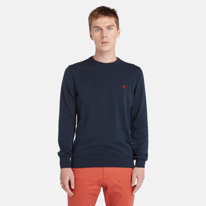 Suéter Williams River de gola redonda para homens na cor azul marinho.