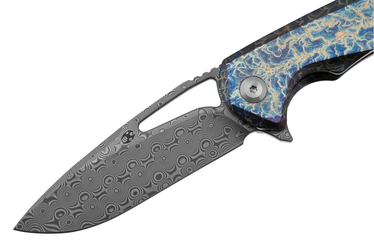 Kansept Mini Kryo K2001S2 Damascus, Lightning Strike Titanium, zakmes, Kim Ning design