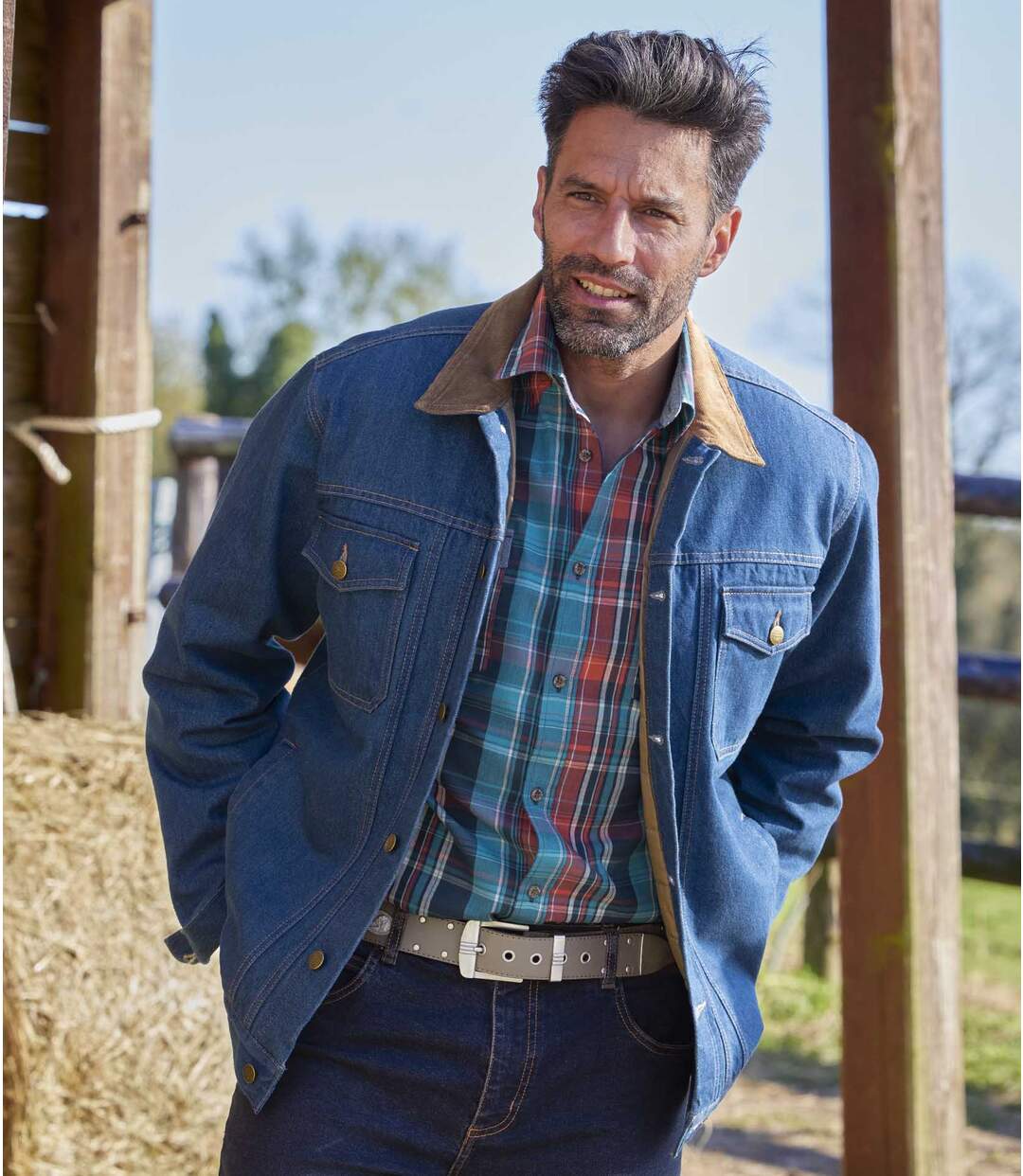 Veste en Jean Matelassée Western