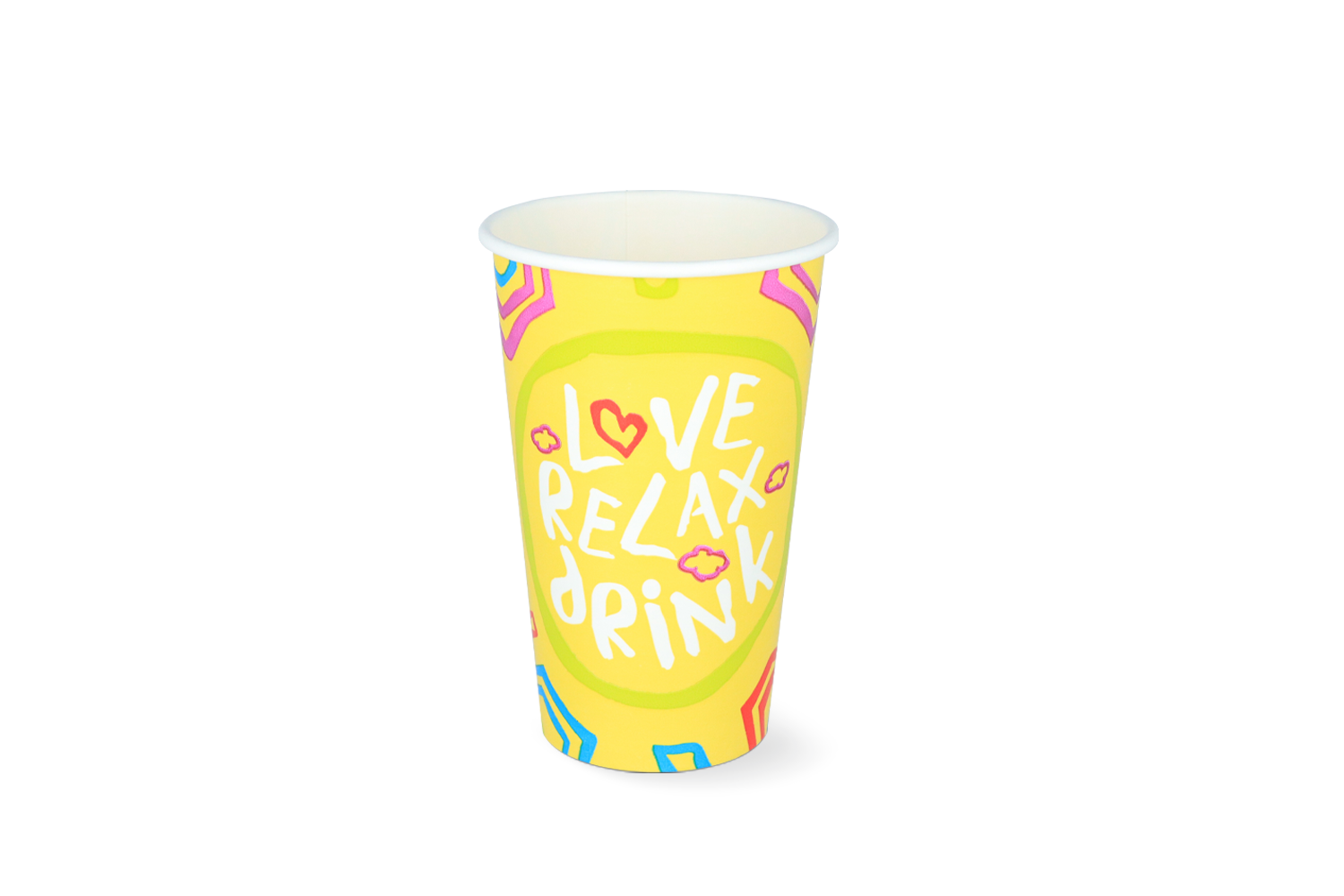 Milkshakebeker middel 400/460 ml Ø90mm 16oz geel FSC®Mix karton