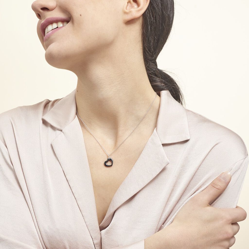 Collier Elodie Argent Blanc Oxyde De Zirconium Et Céramique