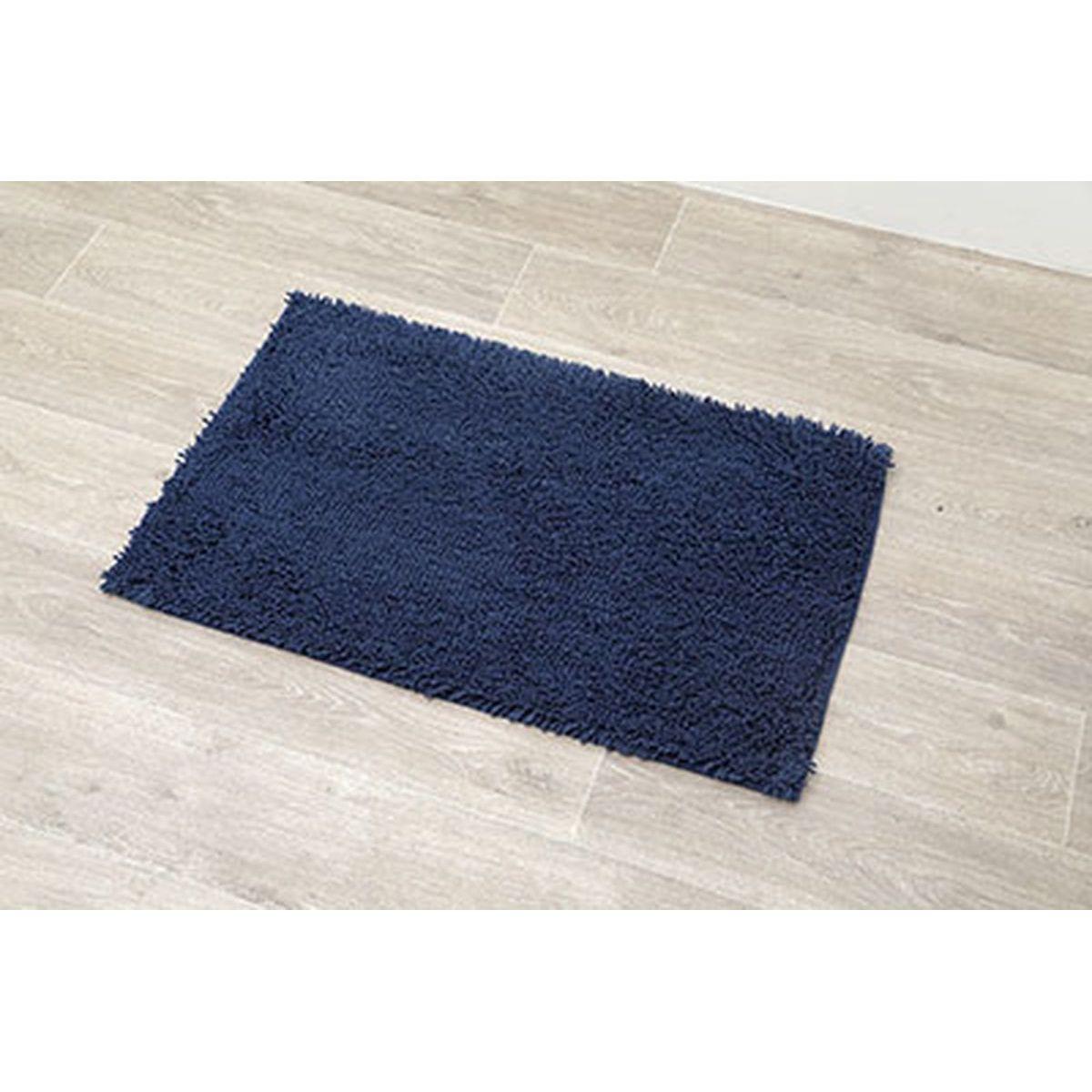 TAPIS MICROFIBRE PETITE CHENILLE 50X80CM BLEU MARINE
